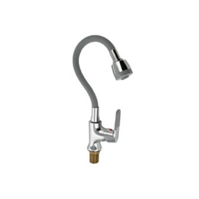 Смеситель МАК 4107, боковой, с гибким изливом серого цвета, хром Смеситель МАК 4107, боковой, с гибким изливом серого цвета, хром