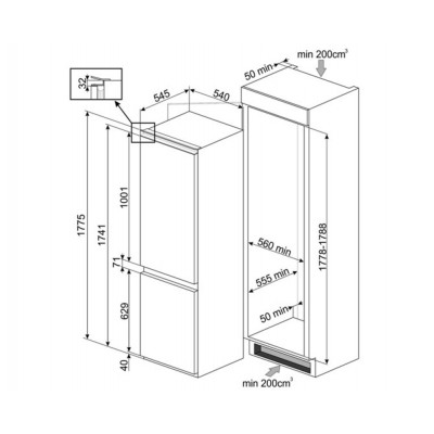 Холодильник встраиваемый SMEG C8175TNE Холодильник встраиваемый SMEG C8175TNE