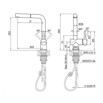 Смеситель PAULMARK Dosse Do214418-GM воронённая сталь Смеситель PAULMARK Dosse Do214418-GM воронённая сталь