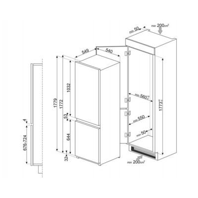 Холодильник встраиваемый SMEG C8173N1F Холодильник встраиваемый SMEG C8173N1F