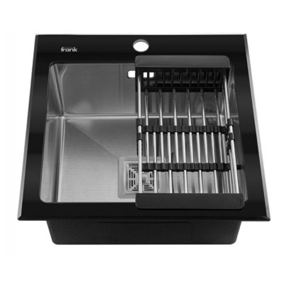 Кухонная мойка FRANK PROFI 50x50 см ЧЁРНОЕ СТЕКЛО + нерж. Кухонная мойка FRANK PROFI 50x50 см ЧЁРНОЕ СТЕКЛО + нерж.