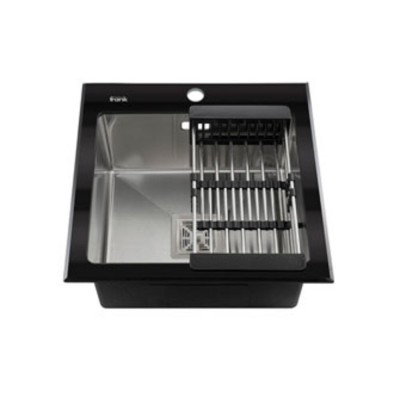 Кухонная мойка FRANK PROFI 50x50 см ЧЁРНОЕ СТЕКЛО + нерж. Кухонная мойка FRANK PROFI 50x50 см ЧЁРНОЕ СТЕКЛО + нерж.