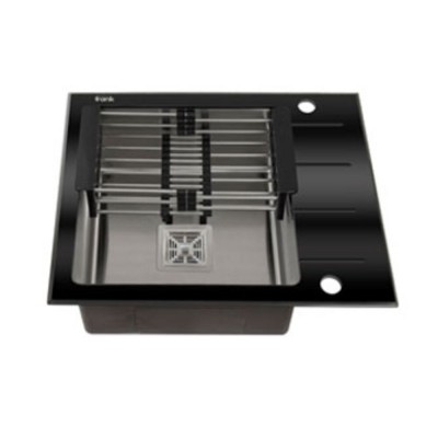 Кухонная мойка FRANK PROFI 60x50 см ЧЁРНОЕ СТЕКЛО + нерж. Кухонная мойка FRANK PROFI 60x50 см ЧЁРНОЕ СТЕКЛО + нерж.