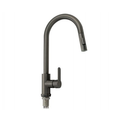 Смеситель 9128 ГРАФИТ С-образный вытяжной излив, из нерж. стали 304 Смеситель 9128 ГРАФИТ С-образный вытяжной излив, из нерж. стали 304