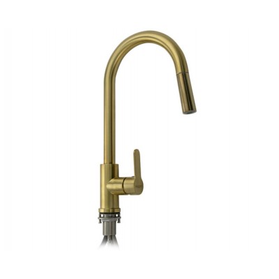 Смеситель 9129 ЗОЛОТО С-образный вытяжной излив, из нерж. стали 304 Смеситель 9129 ЗОЛОТО С-образный вытяжной излив, из нерж. стали 304