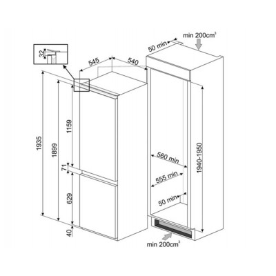 Холодильник встраиваемый SMEG C8194TNE Холодильник встраиваемый SMEG C8194TNE