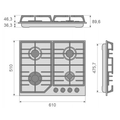 Газовая варочная панель Konigin Blaze 604 IVGW Газовая варочная панель Konigin Blaze 604 IVGW