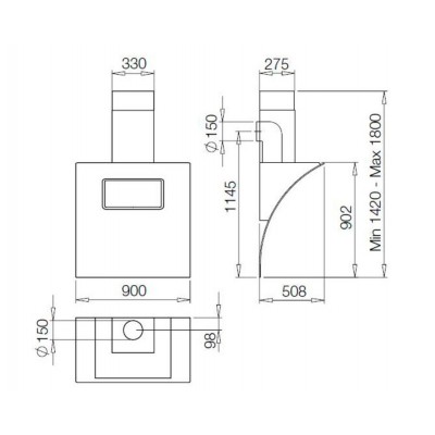 Вытяжка Galvamet Opera 90/A белое стекло Вытяжка Galvamet Opera 90/A белое стекло
