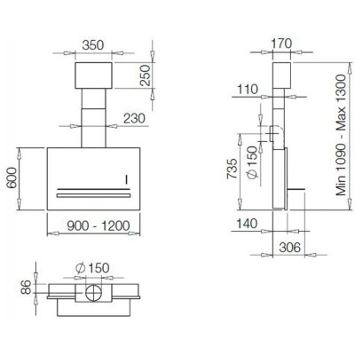 Вытяжка Galvamet Kosmo 90/F белое стекло Вытяжка Galvamet Kosmo 90/F белое стекло