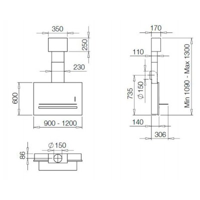 Вытяжка Galvamet Kosmo 90/F чёрное стекло Вытяжка Galvamet Kosmo 90/F чёрное стекло