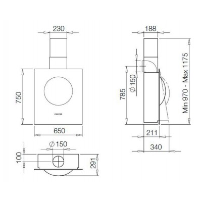 Вытяжка Galvamet Sphera 65/F чёрное стекло Вытяжка Galvamet Sphera 65/F чёрное стекло
