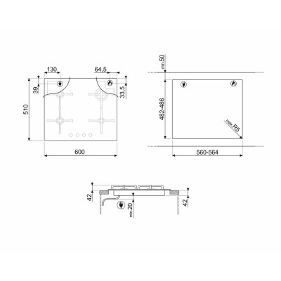 Газовая панель SMEG PV164S2 Газовая панель SMEG PV164S2