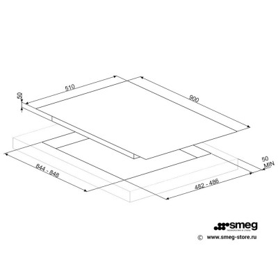 Газовая панель SMEG PV695LCNR Газовая панель SMEG PV695LCNR