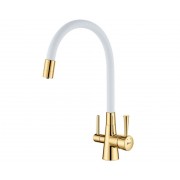 Смеситель Lemark LM3075G-White с подкл. фильтра, Золото/Белый
