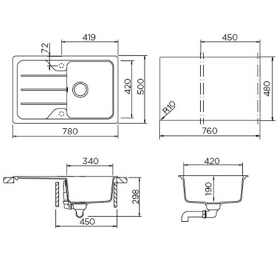 Мойка Schock FORMHAUS 45D оникс 780х500 Мойка Schock FORMHAUS 45D оникс 780х500