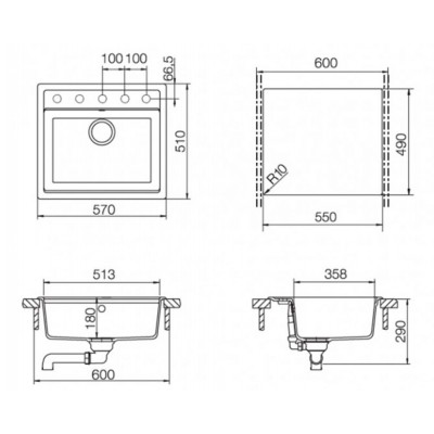 Мойка Schock NEMO 60 баварский камень 570х510 Мойка Schock NEMO 60 баварский камень 570х510