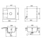 Мойка Schock OPTIMA 45D оникс 580х500