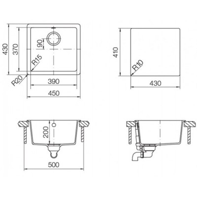 Мойка Schock QUADRO 50 мокка 450х430 Мойка Schock QUADRO 50 мокка 450х430
