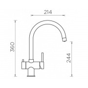 Смеситель Schock ARES сталь/эверест (2 в 1)