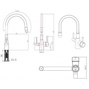Смеситель Lemark LM3075GM с подкл. фильтра, Никель/Чёрный