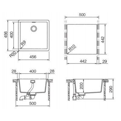 Мойка SCHOCK GREENWICH 50 Cristadur аворио 456х456 Мойка SCHOCK GREENWICH 50 Cristadur аворио 456х456