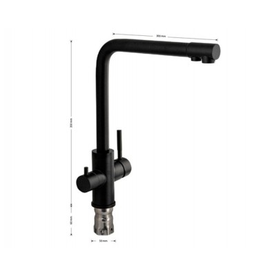 Смеситель 91121 Г-образный, ЧЕРНЫЙ, с подкл. фильтра, из нерж. стали 304 Смеситель 91121 Г-образный, ЧЕРНЫЙ, с подкл. фильтра, из нерж. стали 304