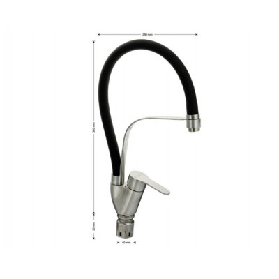 Смеситель MAGNUS 9206 гибкий излив чёрный с фиксацией, из нерж. стали 304 Смеситель MAGNUS 9206 гибкий излив чёрный с фиксацией, из нерж. стали 304