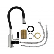 Смеситель FABIA 9654 гибкий излив, хром/чёрный