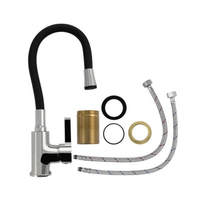 Смеситель FABIA 9654 гибкий излив, хром/чёрный Смеситель FABIA 9654 гибкий излив, хром/чёрный