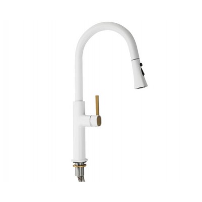 Смеситель кухонный MAGNUS 8238 Г-образный выдвижной, белый Смеситель кухонный MAGNUS 8238 Г-образный выдвижной, белый