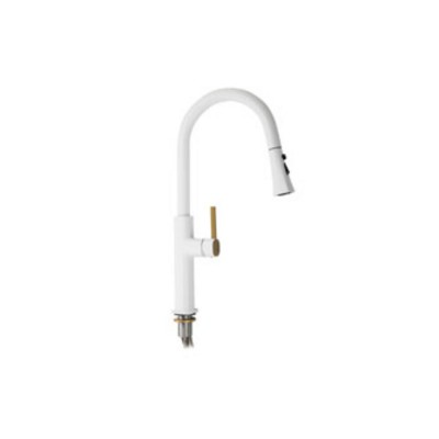 Смеситель кухонный MAGNUS 8238 Г-образный выдвижной, белый Смеситель кухонный MAGNUS 8238 Г-образный выдвижной, белый