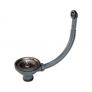 Слив Paulmark с круглым переливом, PM6022-GM, вороненая сталь