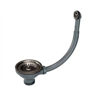 Слив Paulmark с круглым переливом, PM6022-GM, вороненая сталь Слив Paulmark с круглым переливом, PM6022-GM, вороненая сталь