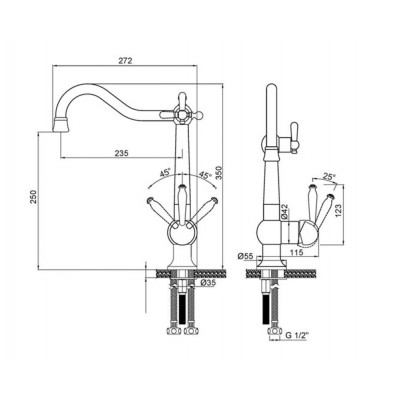 Смеситель PAULMARK Retro Re213226-GM воронёная сталь (с подкл. фильтра) Смеситель PAULMARK Retro Re213226-GM воронёная сталь (с подкл. фильтра)