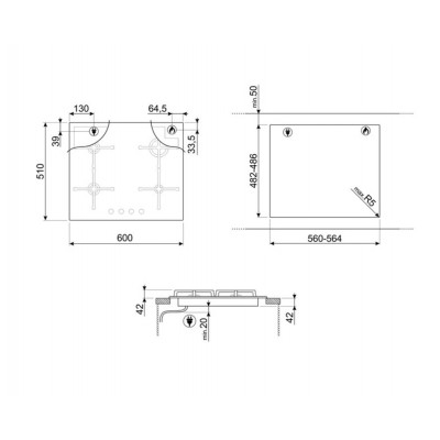 Газовая панель SMEG PV164N2 Газовая панель SMEG PV164N2