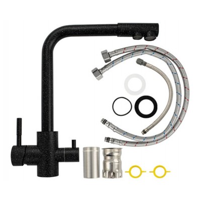 Смеситель кухонный MAGNUS 91125 Г-образный, с подкл. фильтра, ЧЁРНЫЙ, из нерж. стали 304 Смеситель кухонный MAGNUS 91125 Г-образный, с подкл. фильтра, ЧЁРНЫЙ, из нерж. стали 304