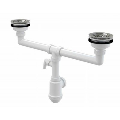 Сифон двойной для чаш равной глубины без выпусков Сифон двойной для чаш равной глубины без выпусков