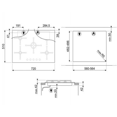 Газовая панель SMEG PV175N2 Газовая панель SMEG PV175N2