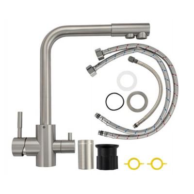 Смеситель 91122 Г-образный, МАТОВЫЙ, с подкл. фильтра, из нерж. стали 304 Смеситель 91122 Г-образный, МАТОВЫЙ, с подкл. фильтра, из нерж. стали 304