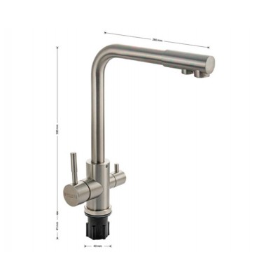 Смеситель 91122 Г-образный, МАТОВЫЙ, с подкл. фильтра, из нерж. стали 304 Смеситель 91122 Г-образный, МАТОВЫЙ, с подкл. фильтра, из нерж. стали 304