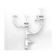 Сифон двойной GRAND 3 1/2 " с круглым переливом, винтом и отводом