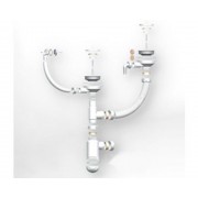 Сифон двойной GRAND 3 1/2 " с круглым переливом, винтом и отводом