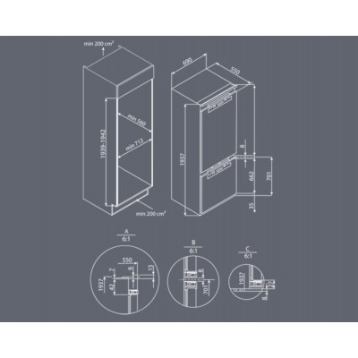 Встраиваемый холодильник HIBERG i-RFCB 500F NFW Встраиваемый холодильник HIBERG i-RFCB 500F NFW