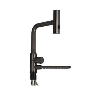 Смеситель кухонный MAGNUS 9136 Г-образный выдвижной с каскадной лейкой, Графит Смеситель кухонный MAGNUS 9136 Г-образный выдвижной с каскадной лейкой, Графит