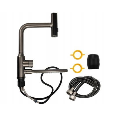 Смеситель кухонный MAGNUS 9136 Г-образный выдвижной с каскадной лейкой, Графит Смеситель кухонный MAGNUS 9136 Г-образный выдвижной с каскадной лейкой, Графит