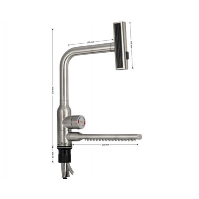 Смеситель кухонный MAGNUS 9136 Г-образный выдвижной с каскадной лейкой, Графит Смеситель кухонный MAGNUS 9136 Г-образный выдвижной с каскадной лейкой, Графит