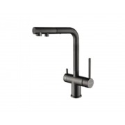 Кухонный смеситель PAULMARK SERPENTINE Se213222-GM воронёная сталь (с подкл. фильтра, выдвижной изли