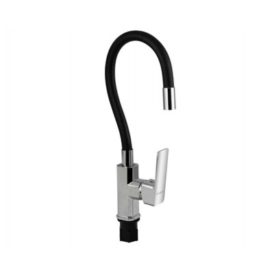 Кухонный смеситель FABIA 9655 гибкий чёрный излив, хром Кухонный смеситель FABIA 9655 гибкий чёрный излив, хром