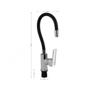 Кухонный смеситель FABIA 9655 гибкий чёрный излив, хром