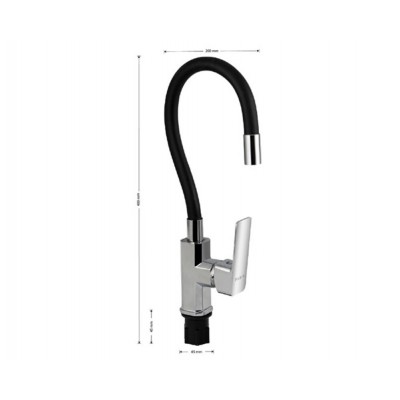 Кухонный смеситель FABIA 9655 гибкий чёрный излив, хром Кухонный смеситель FABIA 9655 гибкий чёрный излив, хром